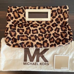 MICHAEL Michael Kors Leopard Print Calf Hair Clutch